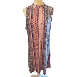 Mudd A-line Turtleneck Dress Multicolor Paisley, Women's XXL